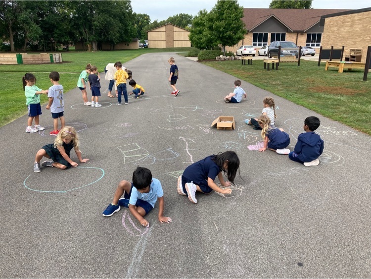 Learning about lines in art calls for sidewalk chalk  