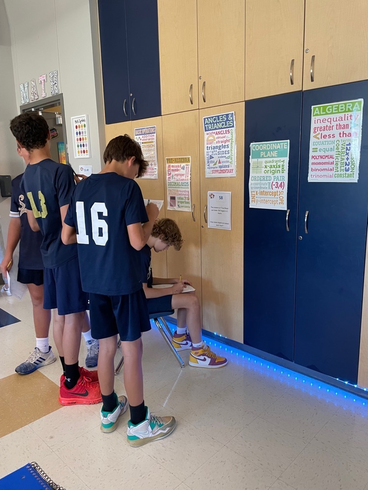 7th graders working on their around the room activity