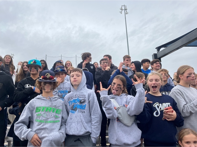 Saints cheering section for our Winning Girls Softball team!